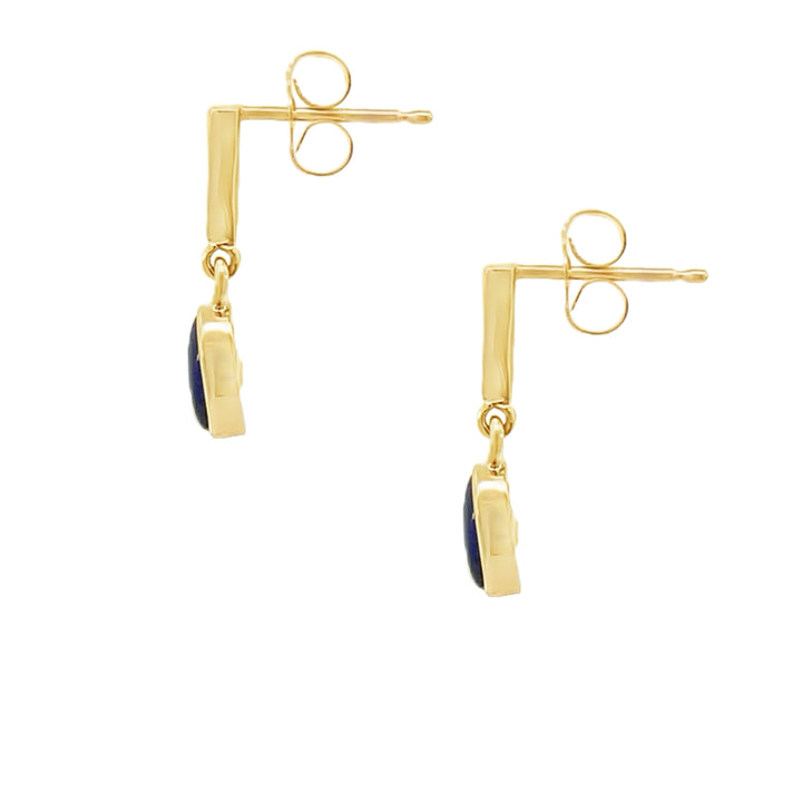 Opal Inlay Drop Earrings 18K Yellow Gold