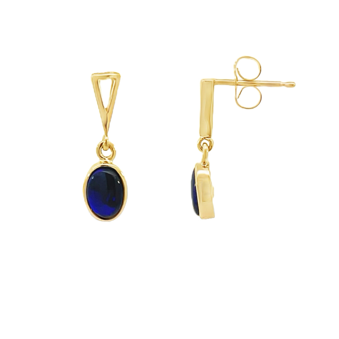 Opal Inlay Drop Earrings 18K Yellow Gold