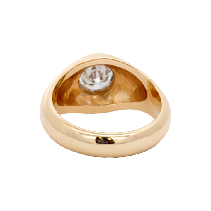 Diamond Bezel Set Mens Wedding Ring 14K Yellow Gold