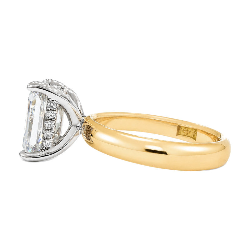 Radiant Lab Grown Diamond Hidden Halo Ring 2.01CT 14K Two Tone