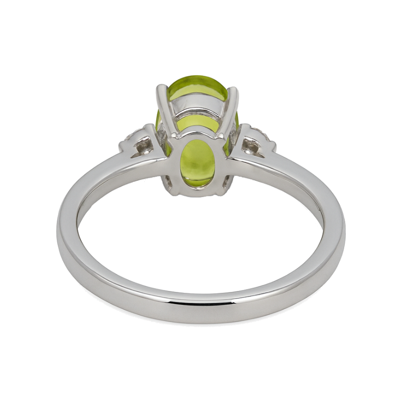 Peridot Solitaire with Diamond Accents 14K White Gold 1.21CT