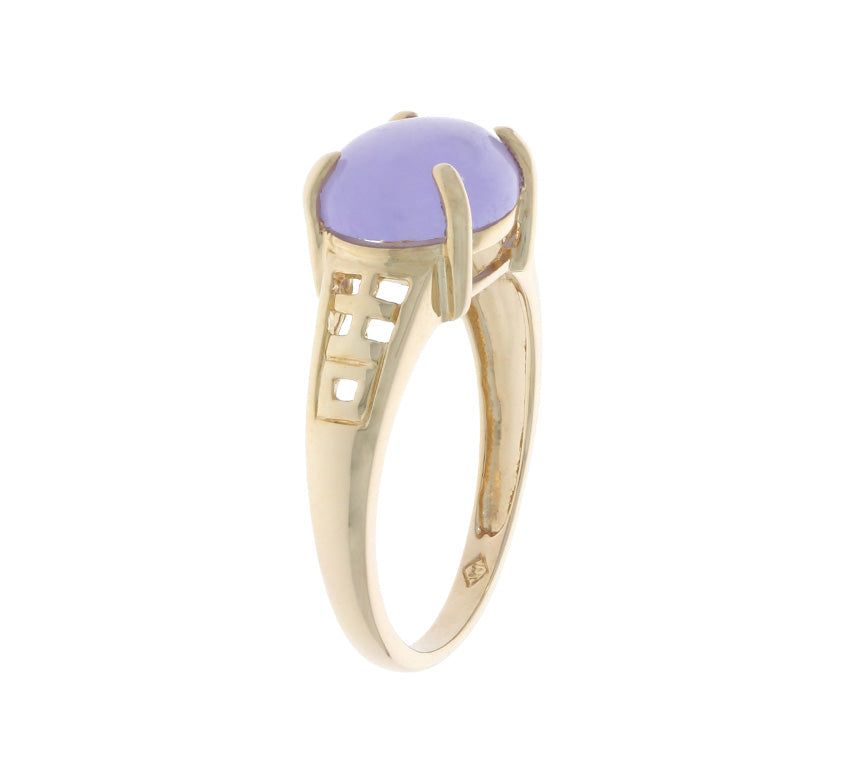 Lavender Jade Oval Ring 14K Yellow Gold