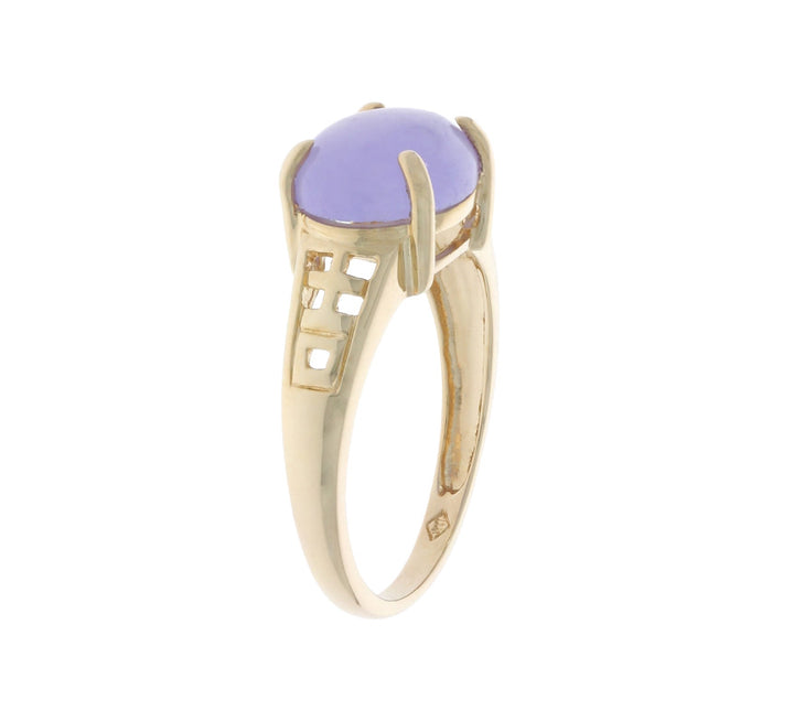 Lavender Jade Oval Ring 14K Yellow Gold