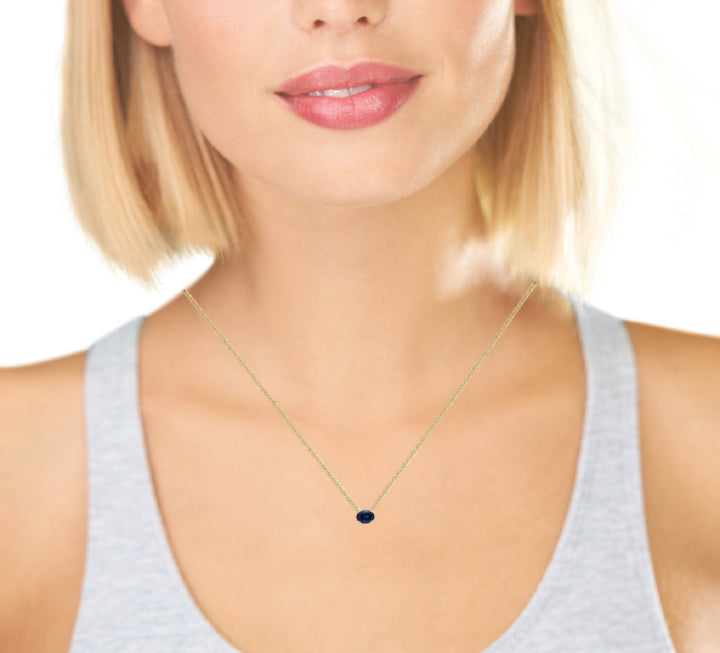 Blue Sapphire Floating Necklace 14K Yellow Gold 1.46CT