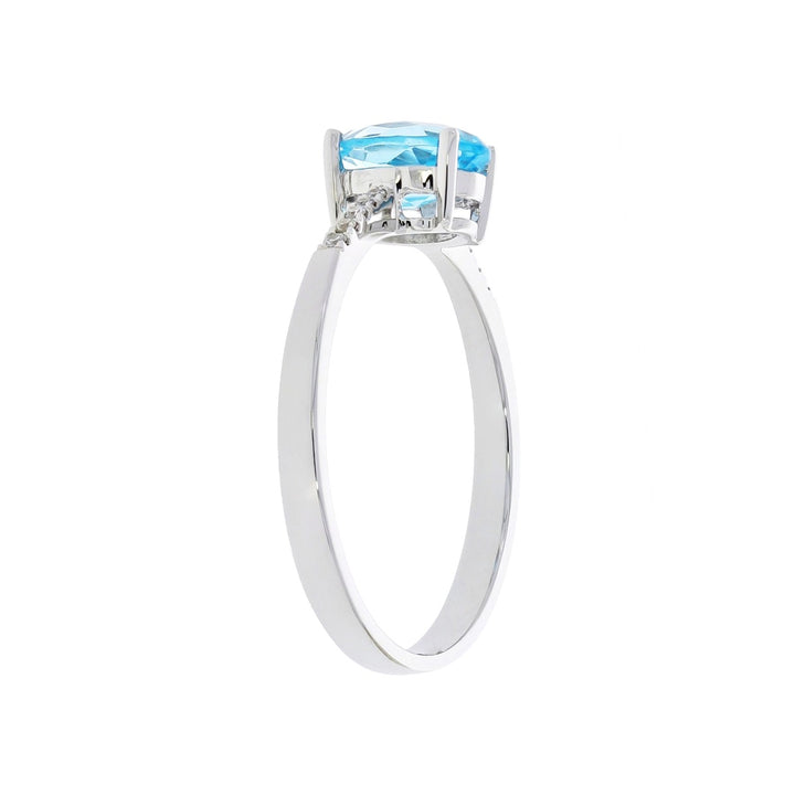 Oval Topaz Diamond Ring 14K White Gold .88 CT
