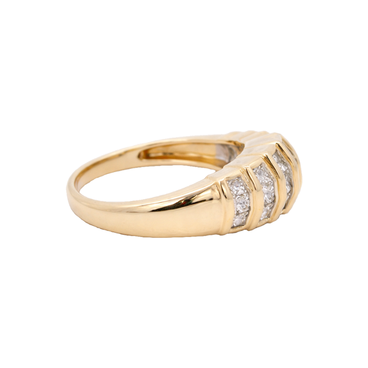 Princess Cut Diamond Cluster Band 14K Yellow Gold 1.09CTW