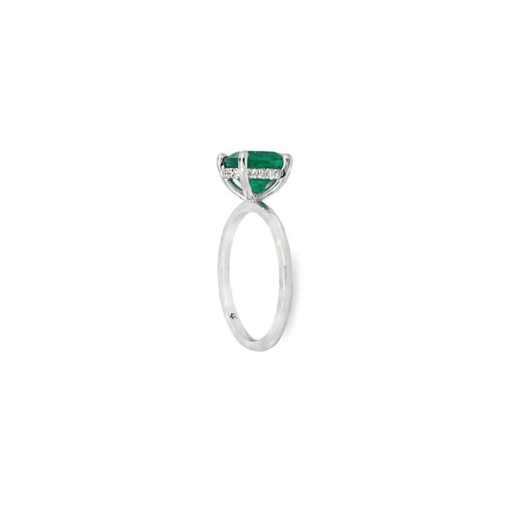 Emerald Hidden Halo Ring 14K White Gold 1.71CT