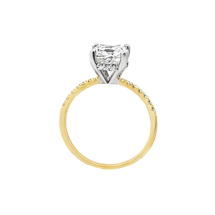 Lab Square Cushion Diamond Hidden Halo 14K Two Tone 2.01CT