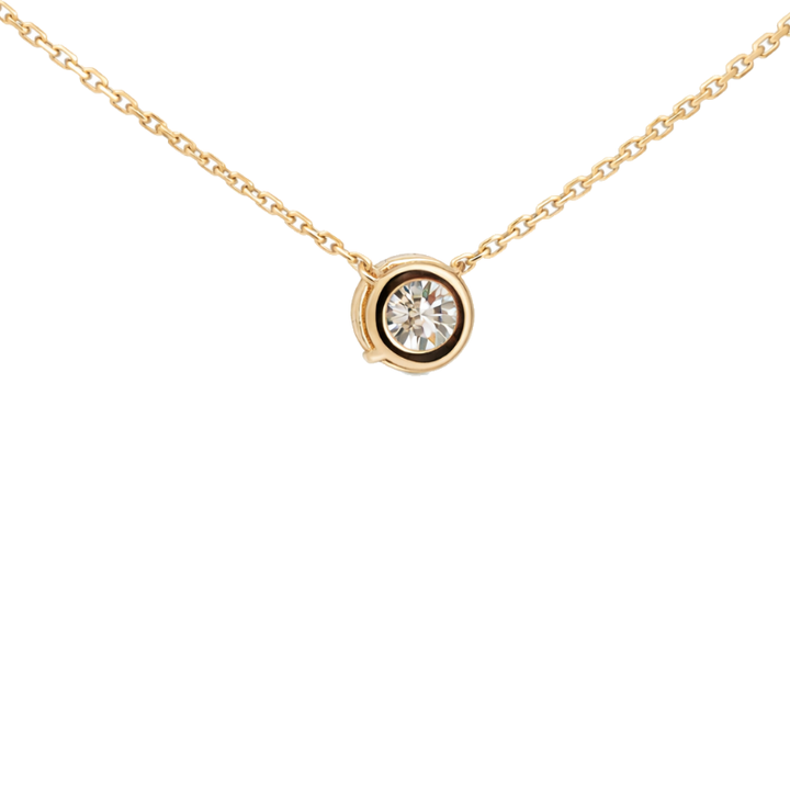 Diamond Solitaire Floating Necklace 14K Yellow Gold .90CT