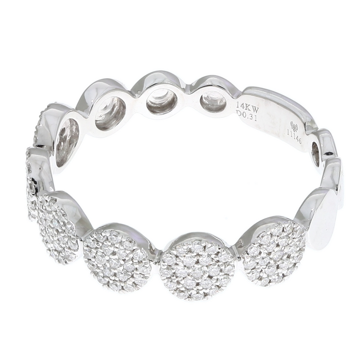 Pave Diamond Disks Band 14K White Gold .31CTW