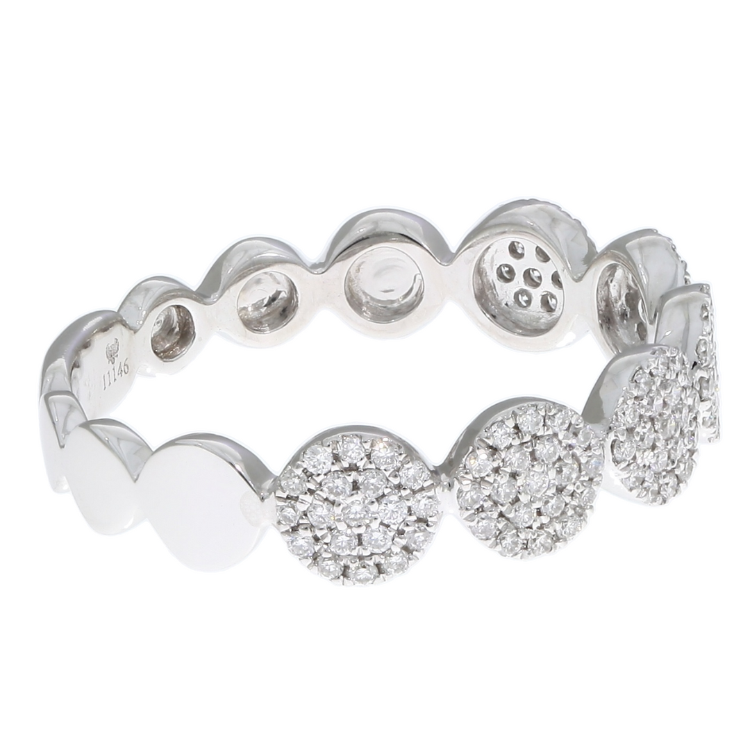 Pave Diamond Disks Band 14K White Gold .31CTW