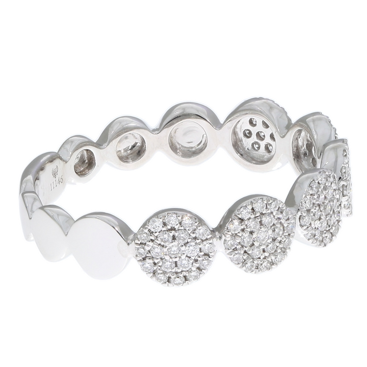 Pave Diamond Disks Band 14K White Gold .31CTW