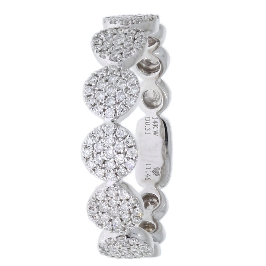 Pave Diamond Disks Band 14K White Gold .31CTW