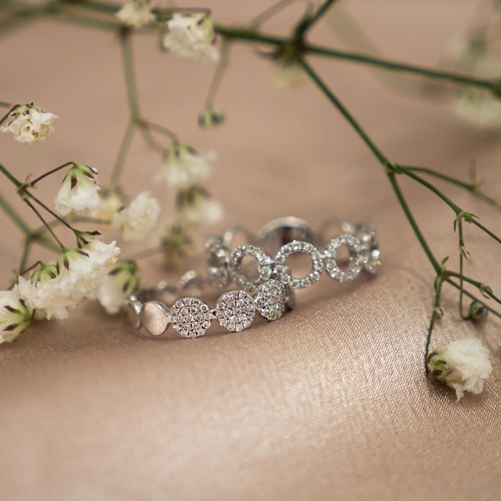 Pave Diamond Disks Band 14K White Gold .31CTW