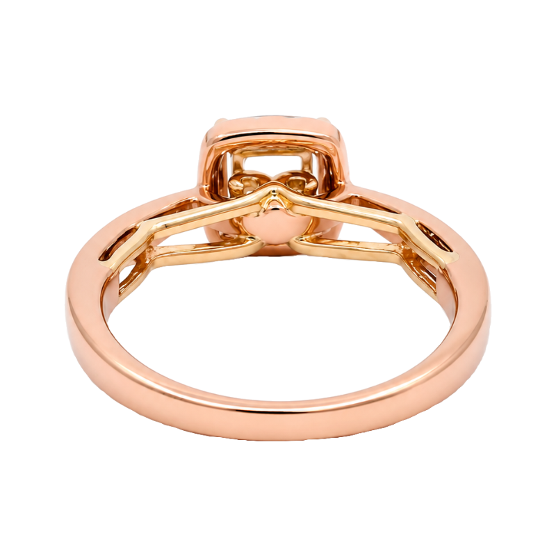 Diamond Halo Setting 14K Rose Yellow Gold Ring