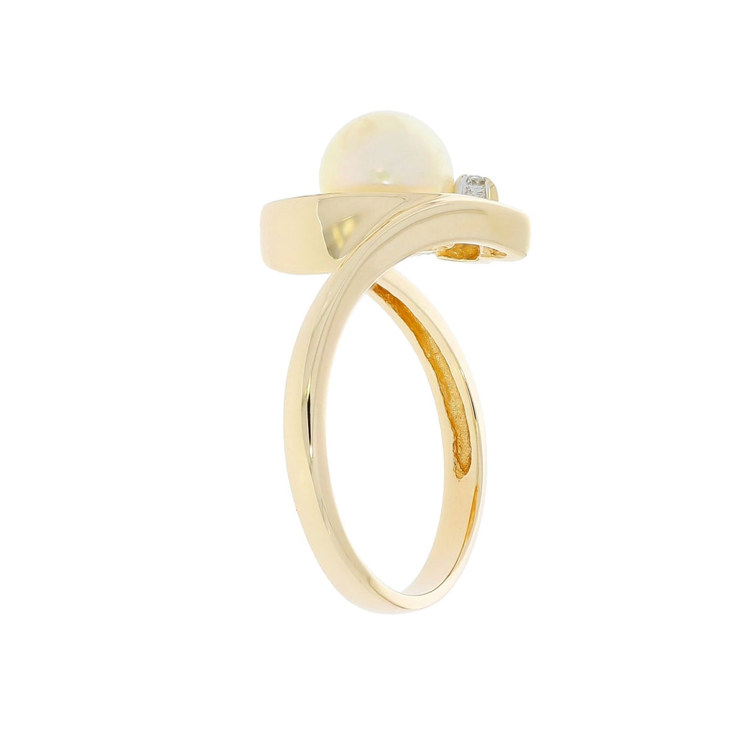 Pearl Diamond Ring 14K Yellow Gold