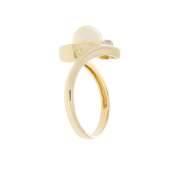 Pearl Diamond Ring 14K Yellow Gold