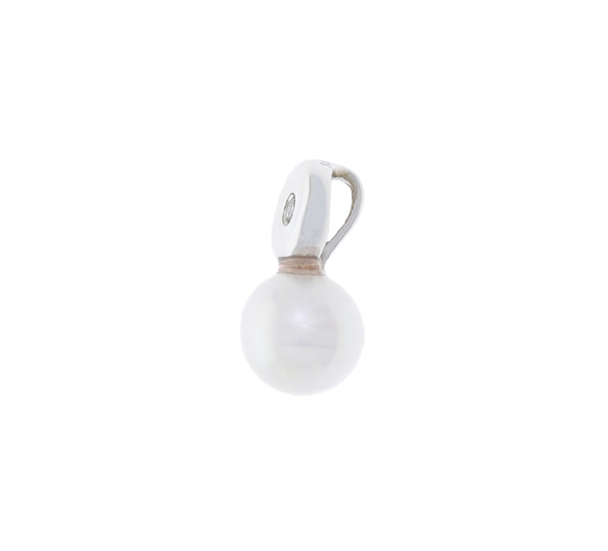 Pearl Diamond Pendant 14K White Gold