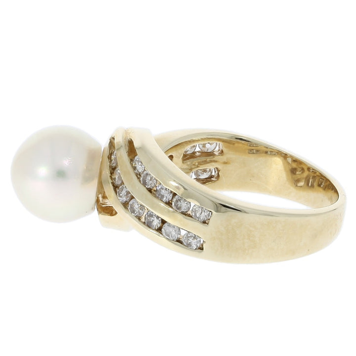 Pearl Diamond Ring 14K Yellow Gold