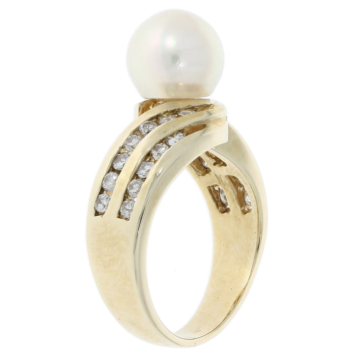 Pearl Diamond Ring 14K Yellow Gold