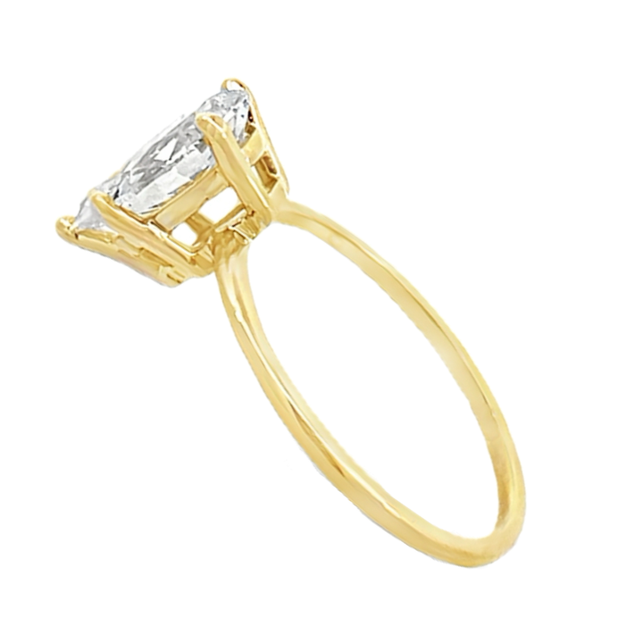 Pear Solitaire Lab Grown 1.53ct Diamond Engagement Ring 14K Yellow Gold