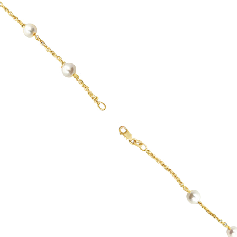 Pearl Chain Necklace 14K Yellow Gold