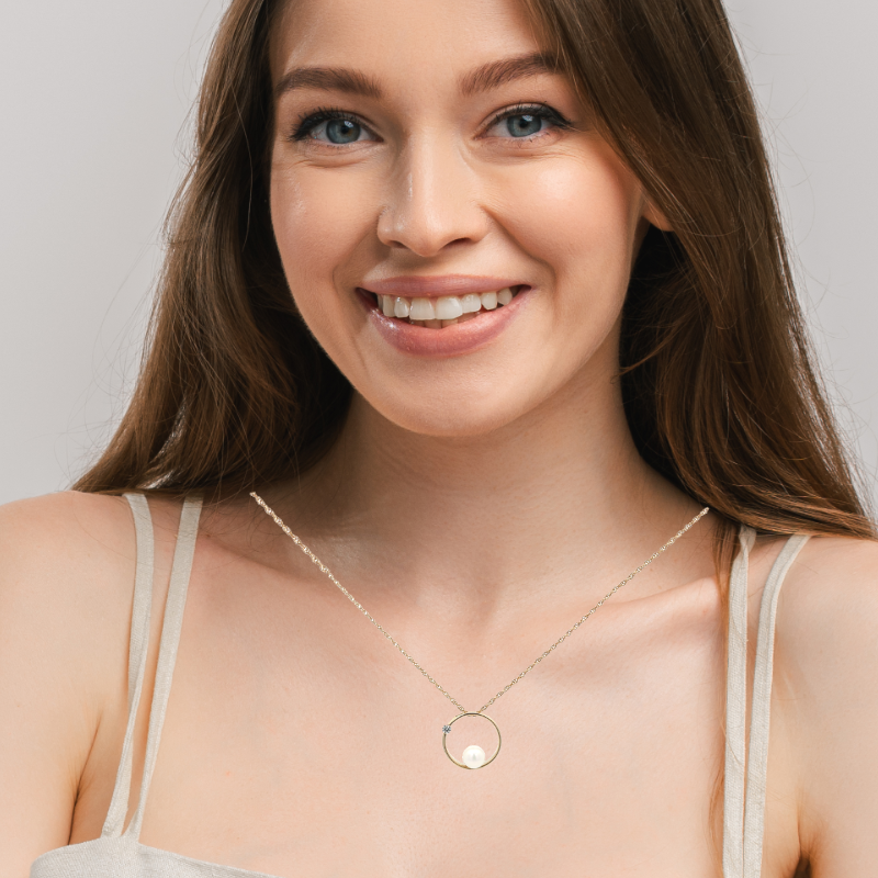 Pearl & Diamond Pendant 14K Yellow Gold