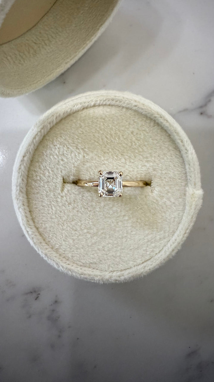 Square Emerald Cut Diamond Engagement Ring 14K Yellow Gold 1.21CT