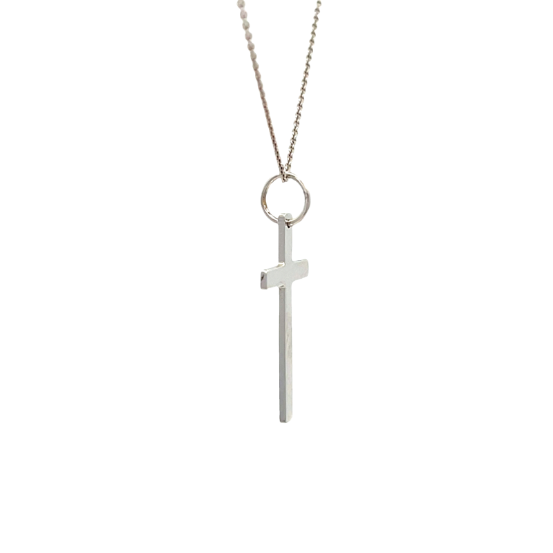Cross Pendant 14K White Gold 21MM