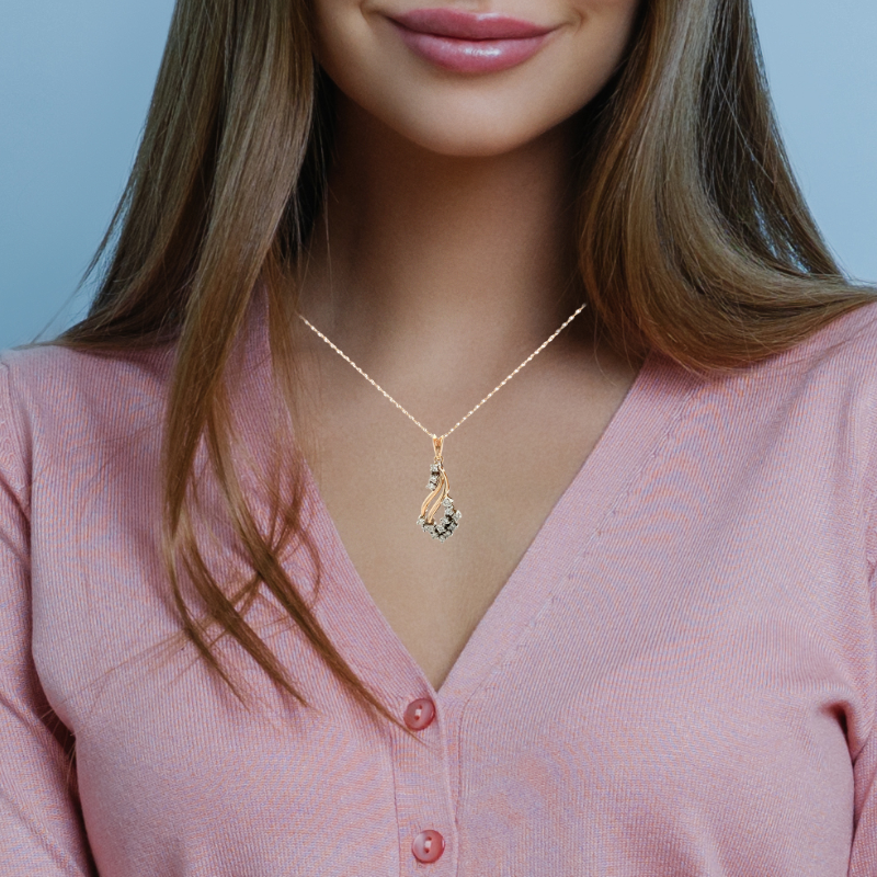 Diamond Swirl Pendant 14K Two Tone .30CTW