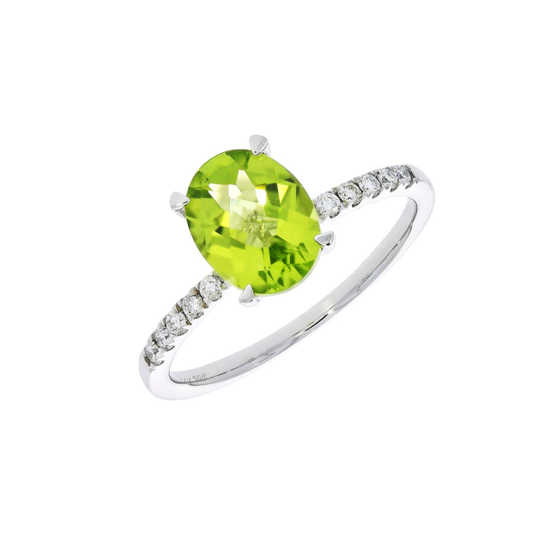 Peridot Diamond Ring 14K White Gold 1.69 CT