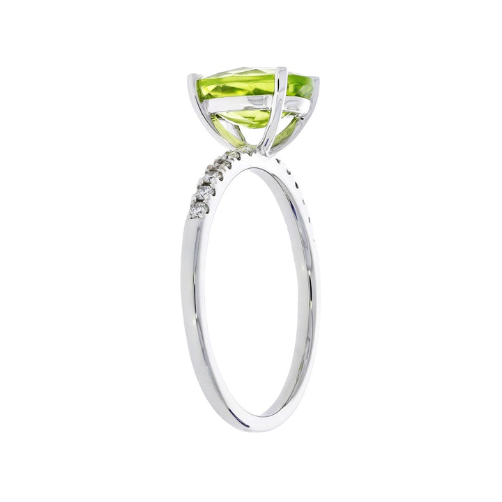 Peridot Diamond Ring 14K White Gold 1.69 CT