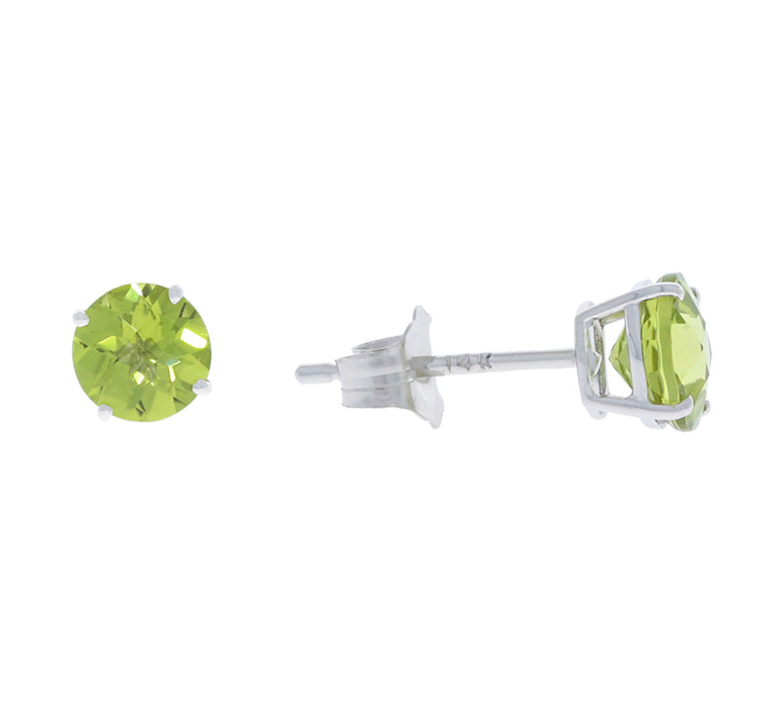 Peridot Round Studs 14K White Gold 1.66CTW