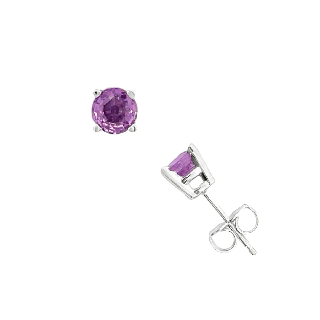 Light Purple Sapphire Stud Earrings 14K White Gold 1.20ct