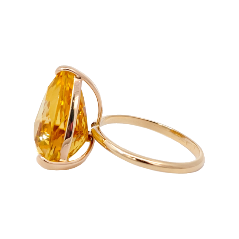 Citrine Trillion Cut Ring 14K Two Tone 8CT