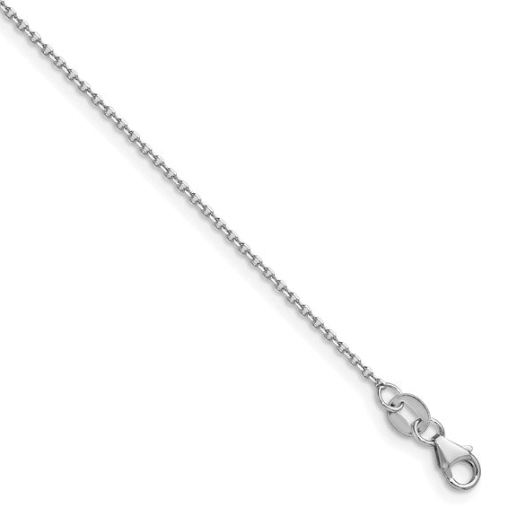 14K White Gold Diamond Cut Cable Solid Link Chain 1.1MM 20"