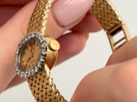 Rolex Ladies Precision 18K Gold Bracelet Watch Diamond Bezel 1970