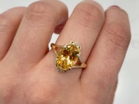 Citrine & Diamond Ring 14K Yellow Gold 3.52CT