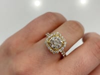 Diamond Halo Engagement Ring 18K Yellow Gold 1.76 CT
