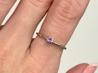 Lavender Sapphire Bezel Set Ring 14K White Gold .14CT
