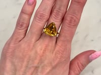 Citrine Trillion Cut Ring 14K Two Tone 8CT