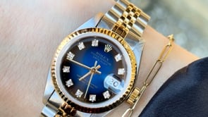 Rolex Datejust 26mm 16173 Blue Vignette Diamond Dial Two Tone Y-1989