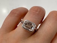Lumière Solitaire Bezel 2.50CT Horizontal Emerald Lab Diamond 14K White Gold