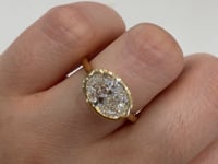 Lumière Solitaire Bezel 2CT Horizontal Oval Lab Diamond 14K Yellow Gold