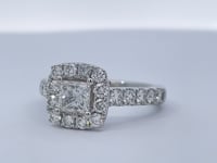 Princess Cut Diamond Halo Platinum Engagement Ring .70CT