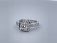 Princess Cut 1CT Natural Diamond 14K White Gold Engagement Ring