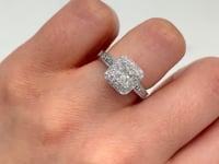 Princess Cut 1CT Natural Diamond 14K White Gold Engagement Ring