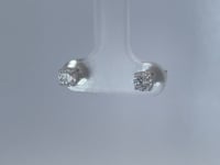 Round Natural .50CTW Diamond Stud Earrings 14K White Gold