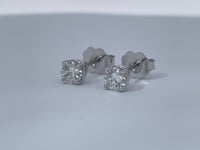 Round Natural .50CTW Diamond Stud Earrings 14K White Gold