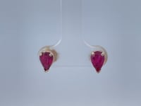 Natural Pear Cut Ruby Stud Earrings 2CTW 14K Yellow Gold